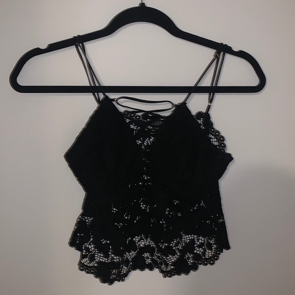 Black lace tank top from Guess